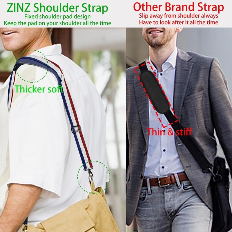 ZINZ Shoulder Strap 58" Ultra-Thick Fixed Padded and Adjustable Buckles Crossbody Strap for Briefcase Laptop Bag Luggage - Image 5